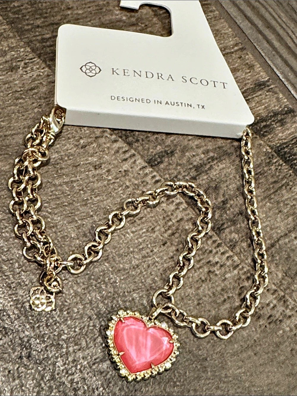 Kendra Scott Necklace with Pink Heart Pendant NWT